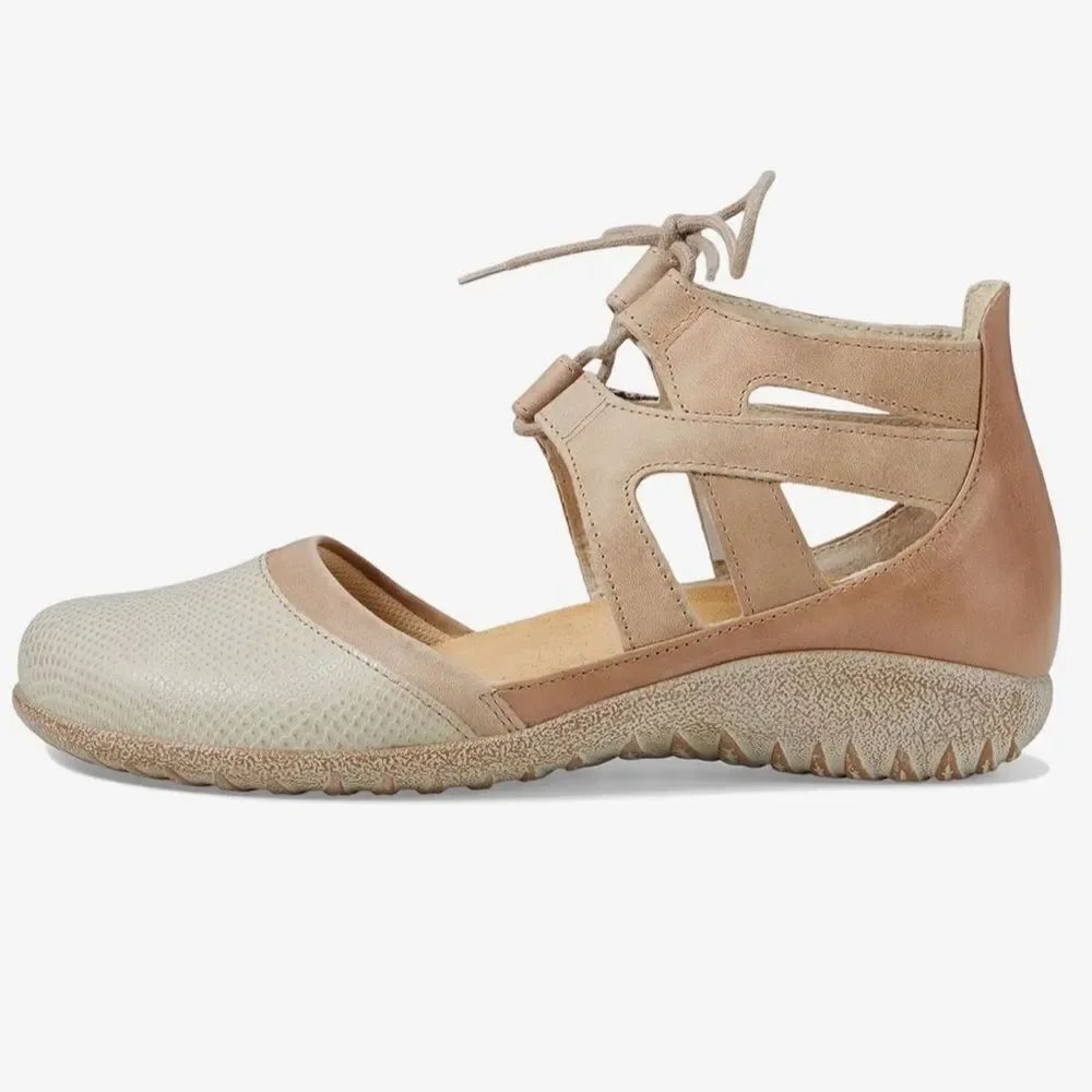 Naot Kata Beige Cream Lizard Leather/Khaki closed toe dandal size 7-7.5 - Picture 3 of 11